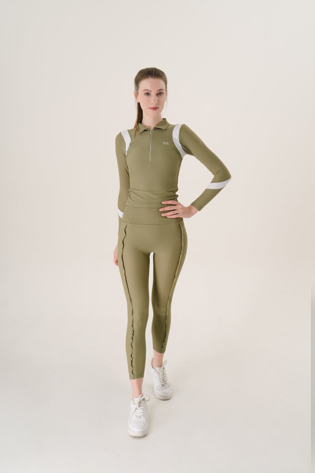 Olive Quarter-Zip Top