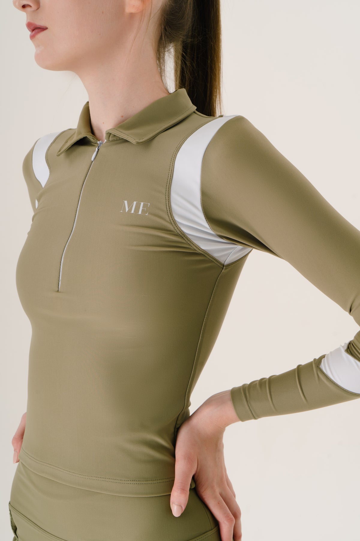 Olive Quarter-Zip Top