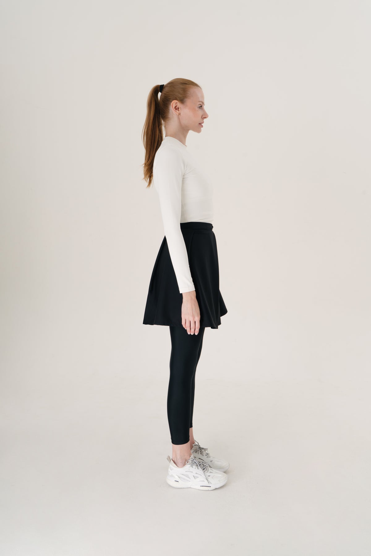 Black Snap-Button Wrap Skirt