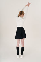 Black Snap-Button Wrap Skirt