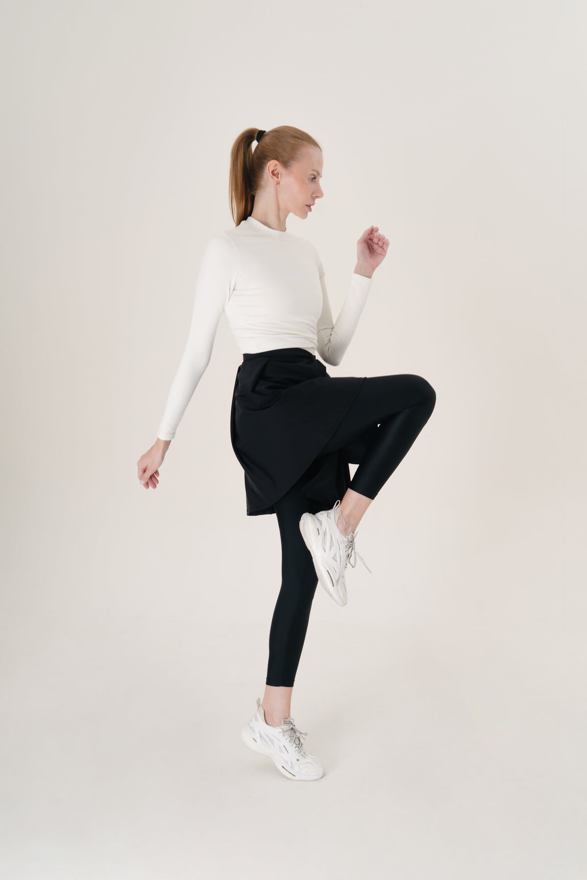 Black Snap-Button Wrap Skirt