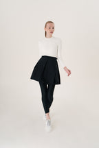 Black Snap-Button Wrap Skirt
