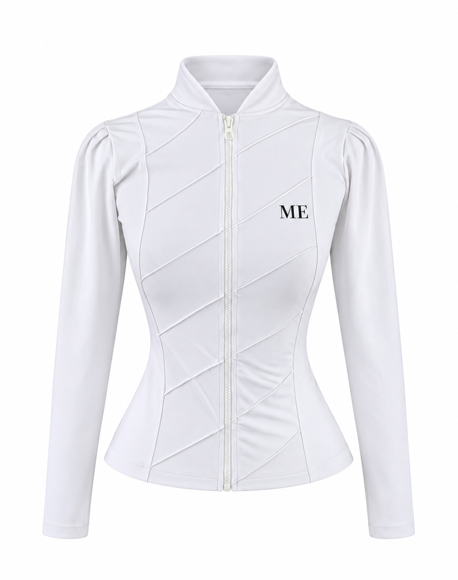 White Zip-Front Tennis Top