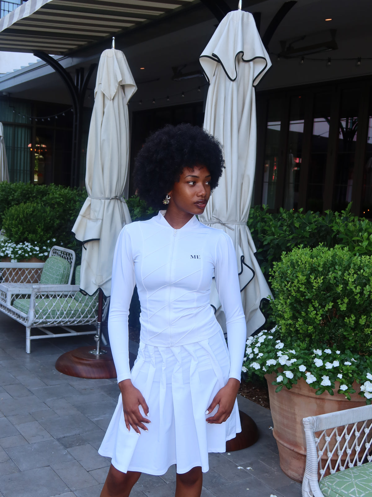 White Zip-Front Tennis Top
