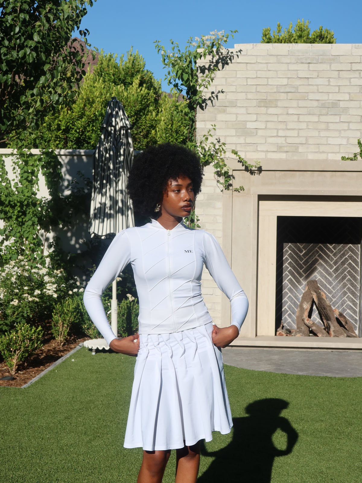 White Zip-Front Tennis Top