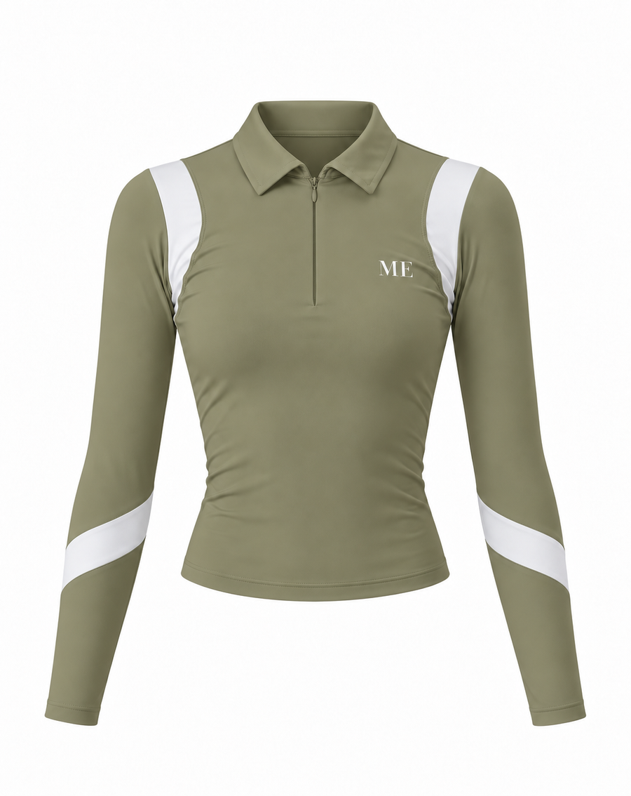 Olive Quarter-Zip Top