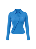 Blue Draped Quarter-Zip Top